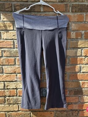 lululemon athletica Gray Capri Yoga Pants with Striped Waistband